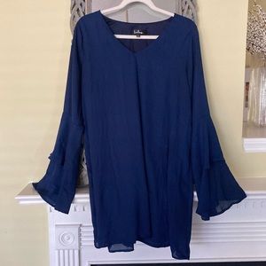 Navy blue shift dress with bat wings